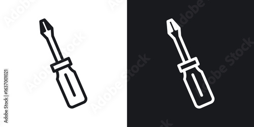Screwdriver vector icon. Design graphic in outline style illustration.