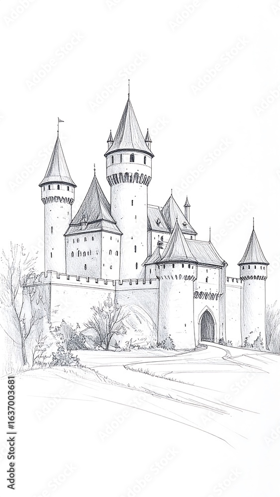 Fototapeta premium Castle drawing