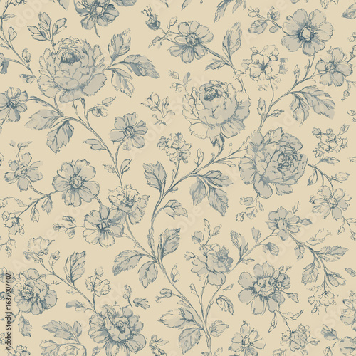 An elegant floral pattern is presented. with a touch of grace and sophistication, designed to bring a sense of beauty and timelessness to any setting.