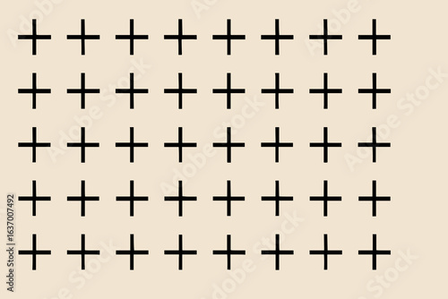 A grid of bold plus signs arranged in neat rows and columns on a neutral backdrop, offers a modern aesthetic. A minimalist design lends itself to various concepts.