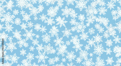 A Beautiful Pattern of Many White Snowflakes Falling Down on a Light Blue Background Creating a Winter Wonderland Scene