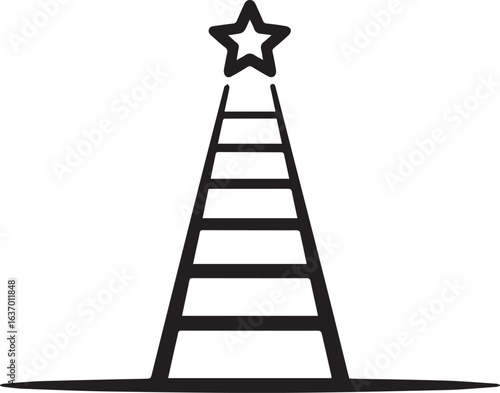 Reaching for success, climb to the top, business growth, achievement icon, ladder to the stars, aspiration symbol, career development vector
