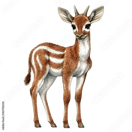 watercolor of Okapi, vector, isolated on a white background.