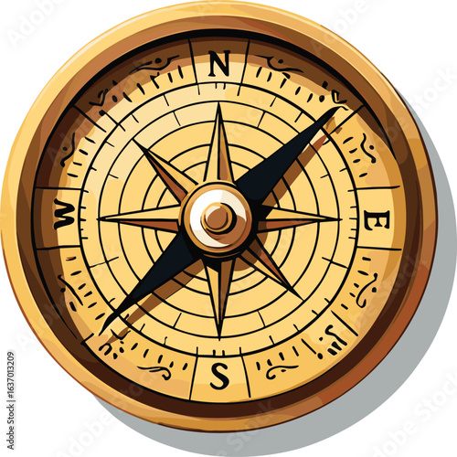 Vintage Compass on White Background