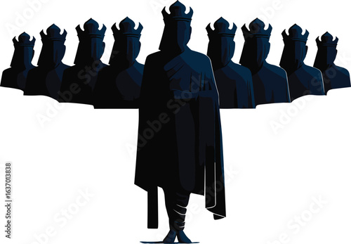 One King Stands Tall Above His Subjects in Silhouette