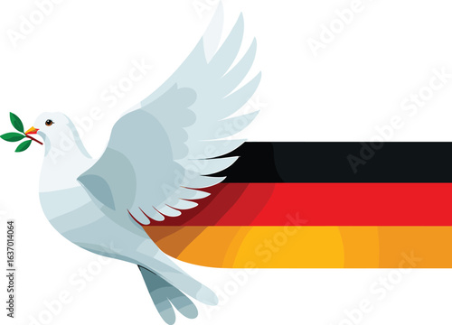 Peace Dove with Olive Branch and German Flag