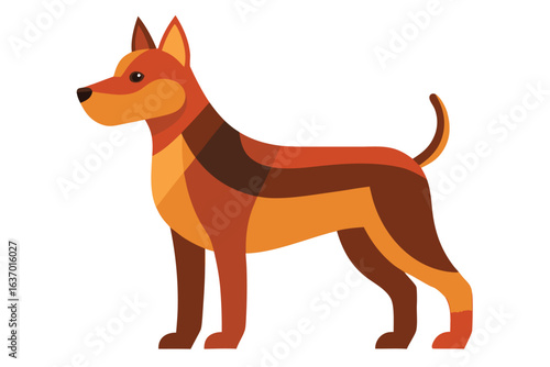 Vector illustration of a standing dog in colorful geometric style, ideal for artistic and modern designs that strive for uniqueness and a distinct character