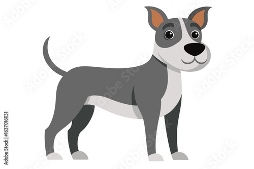 Vector illustration of a standing dog in colorful geometric style, ideal for artistic and modern designs that strive for uniqueness and a distinct character