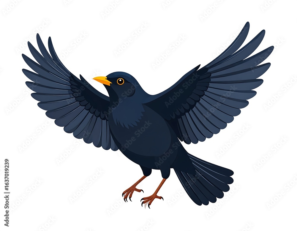 Obraz premium Black bird in flight