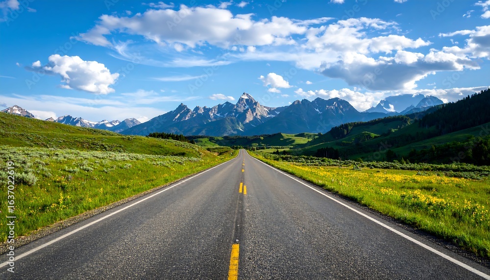 Naklejka premium Open road through mountain valley
