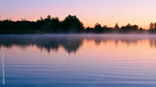 Wallpaper Mural Misty Sunrise Over a Still Pond Torontodigital.ca