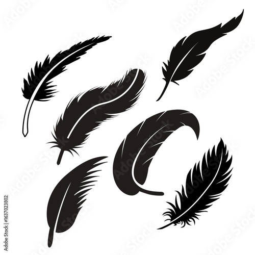 A delicate white feather drifts gracefully in the air, symbolizing lightness, purity, peace, and gentle beauty.