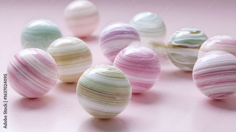 Obraz premium Close-up of decorative spheres with variegated colors.