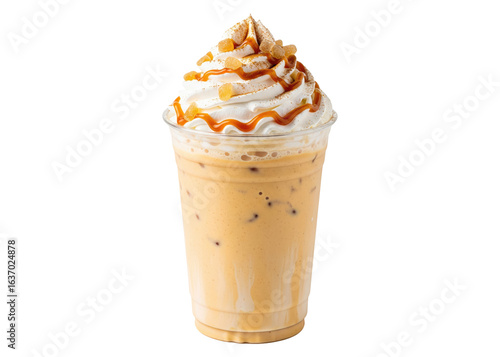 Fototapeta Naklejka Na Ścianę i Meble -  pumpkin spice latte with whipped cream and caramel drizzle