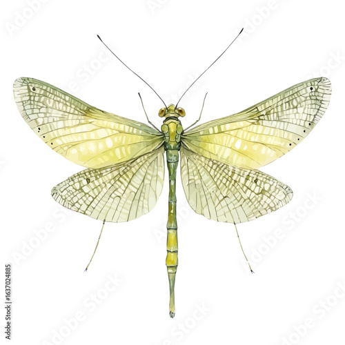 Mayfly, watercolor vector, isolated on a white background.