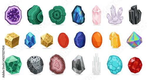 Diverse Gemstones and Minerals: A Colorful Collection of Geological Treasures