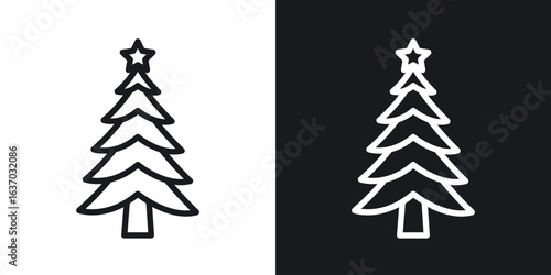 Tree christmas icon web design element. line icon