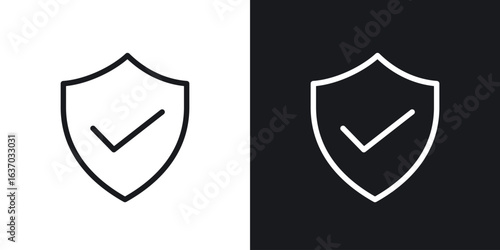 Shield check icon web design element. line icon