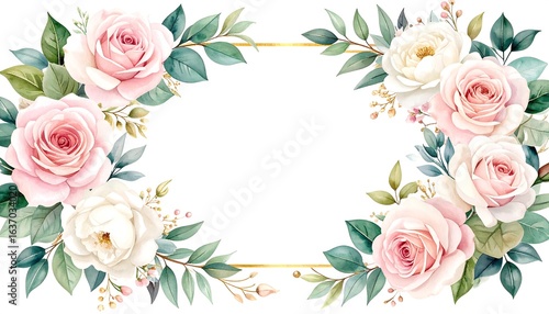Delicate floral frame with soft pinks and creams