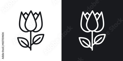 Flower tulip icon web design element. line icon