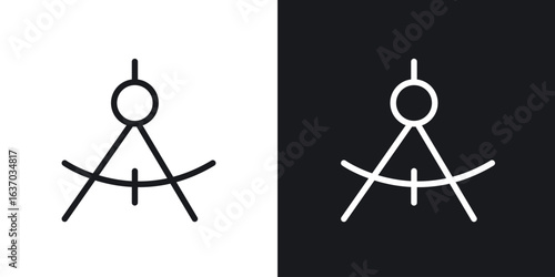 Drafting compass icon web design element. line icon