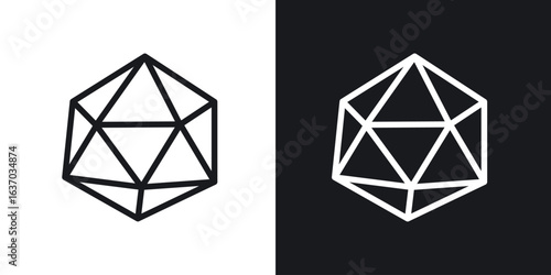 Dice d20 icon web design element. line icon
