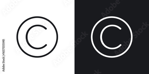 Copyright icon web design element. line icon