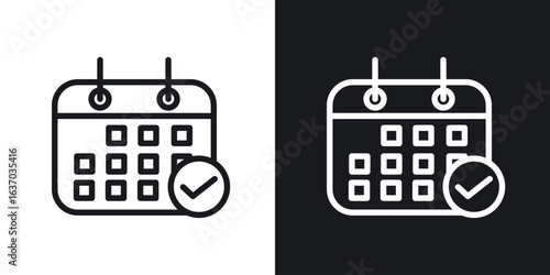 Calendar check icon web design element. line icon