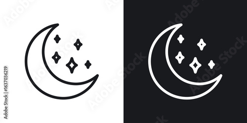 Moon stars icon web design element. line icon