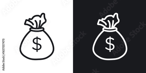 Money bag icon web design element. line icon