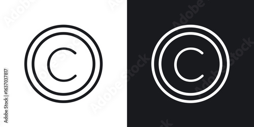 Copyright icon web design element. line icon