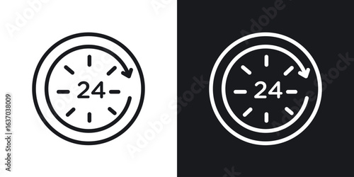 24 Hrs icon web design element. line icon