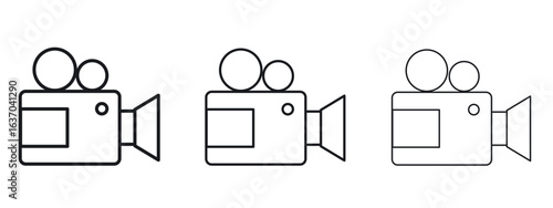 Video camera icon logo black pictogram set. Graphic simple vector icon
