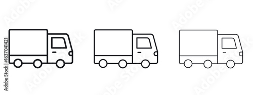 Truck icon logo black pictogram set. Graphic simple vector icon