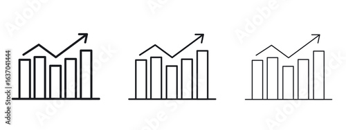 Trend Arrow icon logo black pictogram set. Graphic simple vector icon