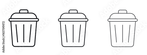 Trash icon logo black pictogram set. Graphic simple vector icon