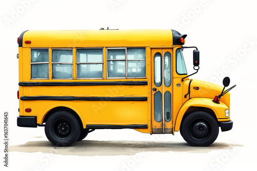 yellow school bus on a white background