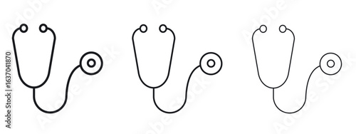 Stethoscope icon logo black pictogram set. Graphic simple vector icon