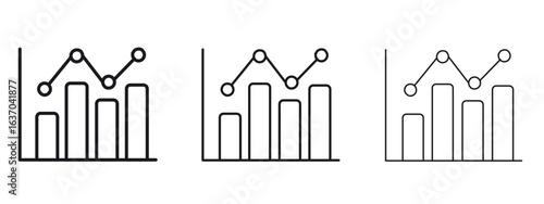 Stats icon logo black pictogram set. Graphic simple vector icon