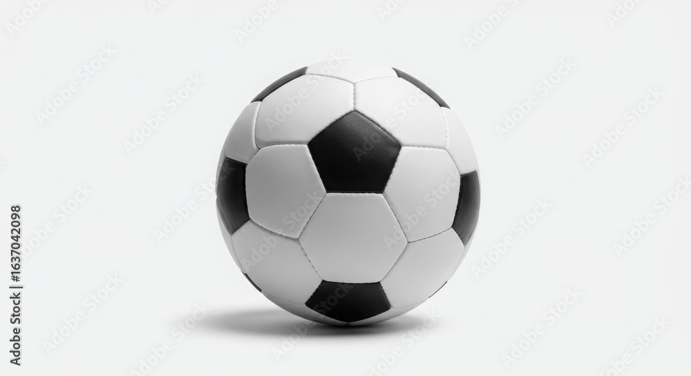 Fototapeta premium Classic Black and White Soccer Ball on Clean White Background