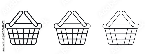 Shopping basket icon logo black pictogram set. Graphic simple vector icon