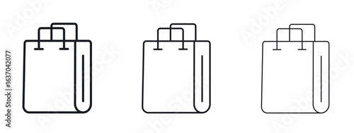 Shopping bag icon logo black pictogram set. Graphic simple vector icon