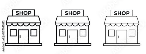 Shop icon logo black pictogram set. Graphic simple vector icon