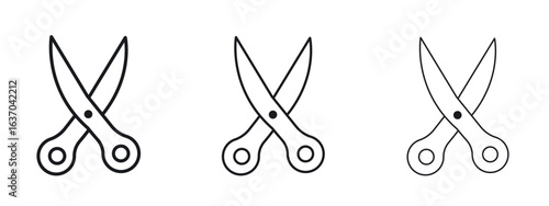 Scissors icon logo black pictogram set. Graphic simple vector icon