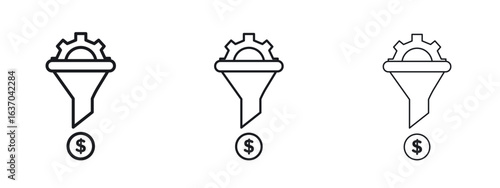 Sales funnel icon logo black pictogram set. Graphic simple vector icon