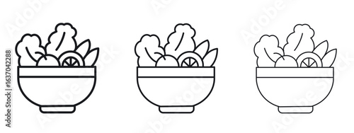 Salad icon logo black pictogram set. Graphic simple vector icon