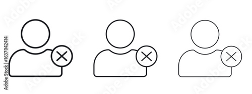 Remove user icon logo black pictogram set. Graphic simple vector icon