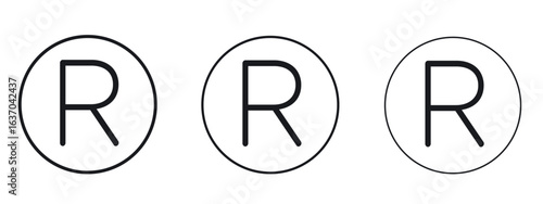 Registered icon logo black pictogram set. Graphic simple vector icon