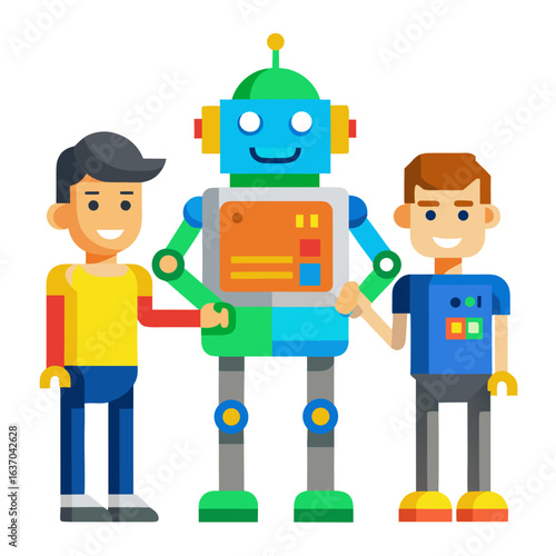 you and robot together