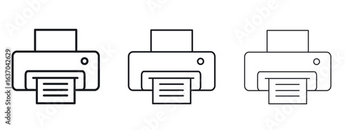 Print icon logo black pictogram set. Graphic simple vector icon